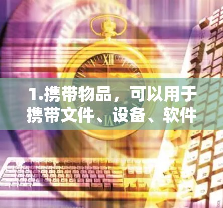 1.携带物品，可以用于携带文件、设备、软件等