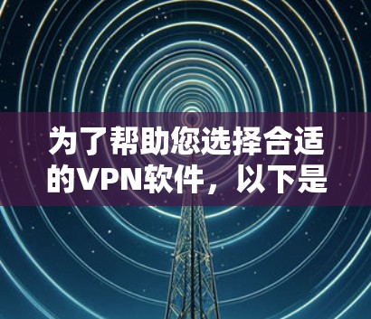 为了帮助您选择合适的VPN软件，以下是推荐的列表，涵盖中国、欧洲、亚洲其他国家和美国等地区