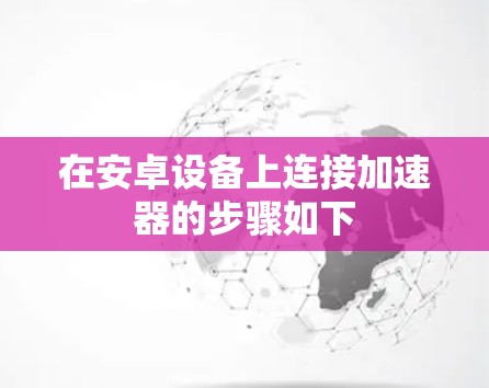 在安卓设备上连接加速器的步骤如下
