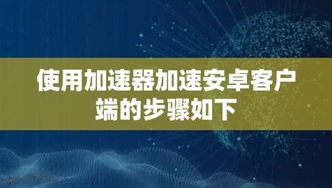 使用加速器加速安卓客户端的步骤如下