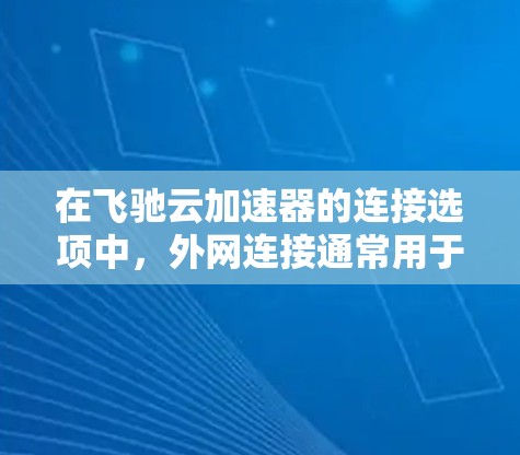在飞驰云加速器的连接选项中，外网连接通常用于连接到局域网或互联网。以下是一些常见的步骤和方法来设置外网连接
